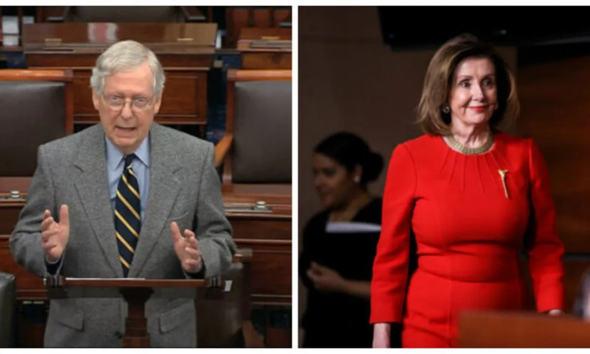 Senate Minority Leader Mitch McConnell (R-Ky.) and House Speaker Nancy Pelosi (D-Calif.) in file photos. (Senate TV via AP; Charlotte Cuthbertson/The Epoch Times)