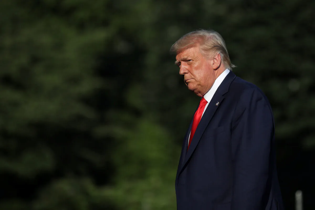 President Donald Trump returns from his travel to Atlanta, on the South Lawn of the White House on July 15, 2020. (Carlos Barria/Reuters)