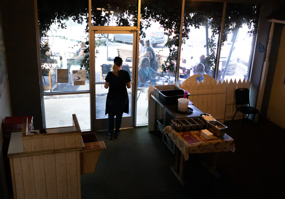 Stacy Dean stands inside the restaurant she owns, the Kopper Kettle, in Yucaipa, Calif., on July 10, 2020. (John Fredricks/The Epoch Times)