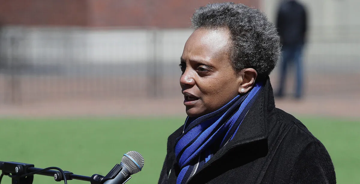 Chicago Mayor Lori Lightfoot speaks during a press conference in a file photo. (Jonathan Daniel/Getty Images)
