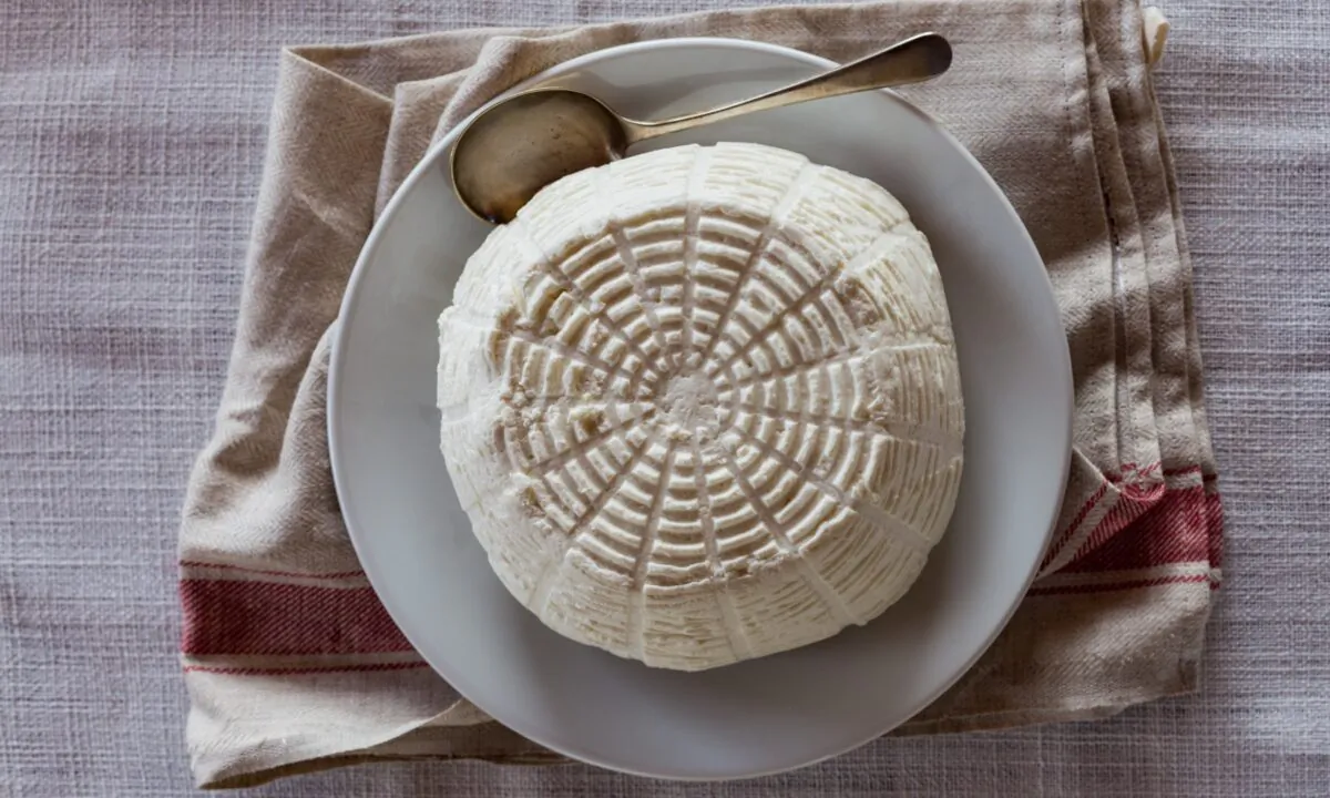 Freshly made ricotta, just unmolded from its basket, bought from a dairy farm in the Maremma region of Italy. (Photo by Giulia Scarpaleggia)