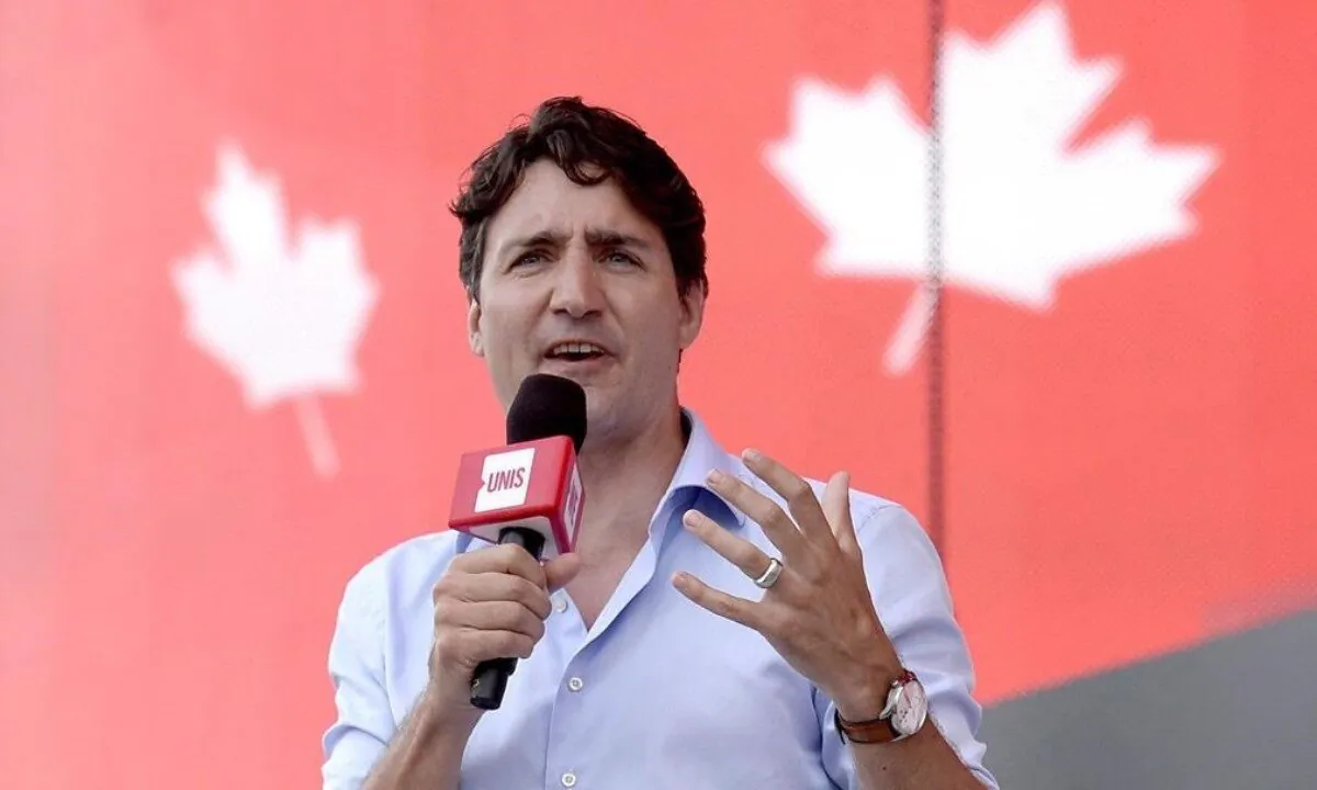 Prime Minister Justin Trudeau speaks at We Day on Parliament Hill, in Ottawa on Sunday, July 2, 2017. (Justin Tang/The Canadian Press)