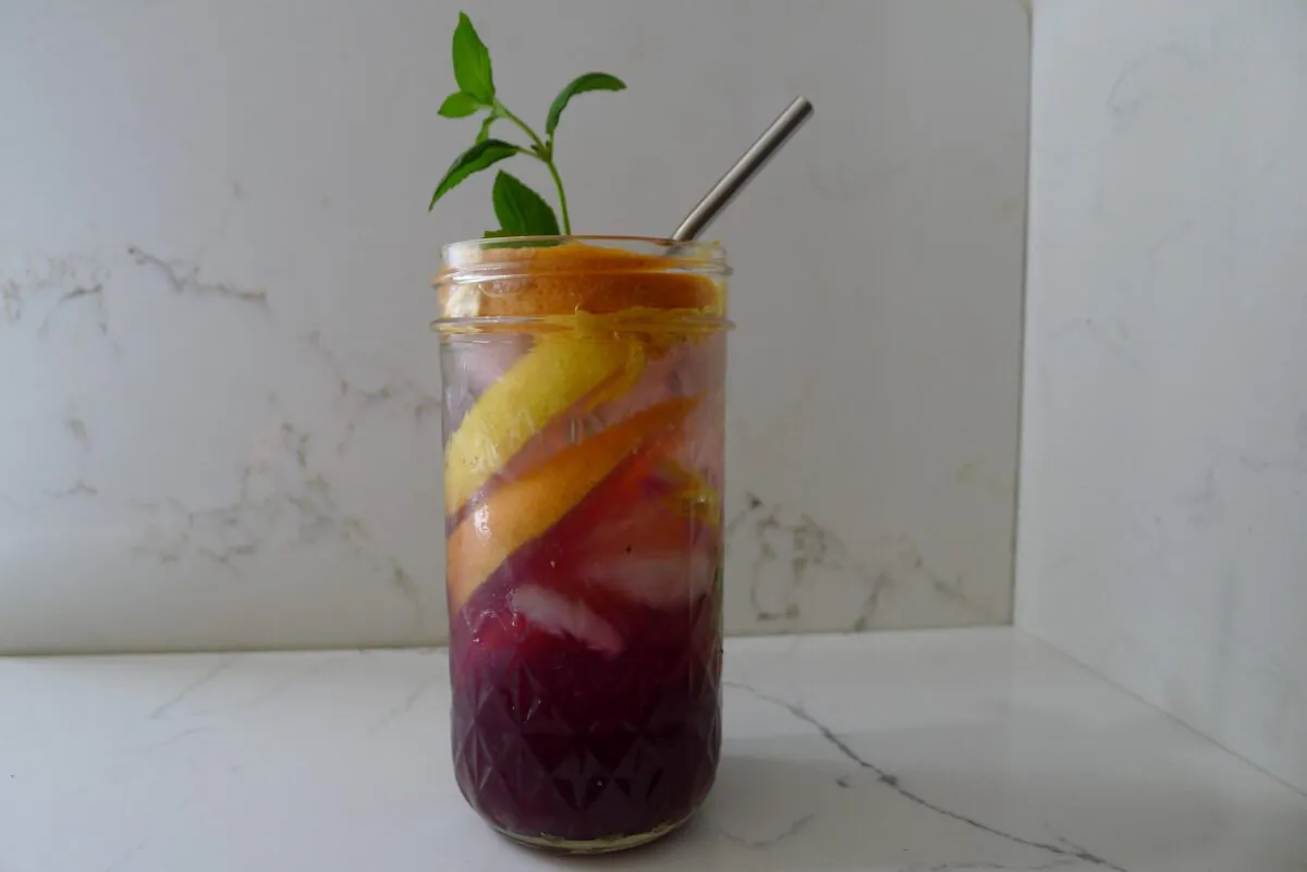 Layer tart lemon and grapefruit juice, sweet grape juice, fragrant spearmint, and bubbly seltzer into a glass—then experiment from there. (Ari LeVaux)