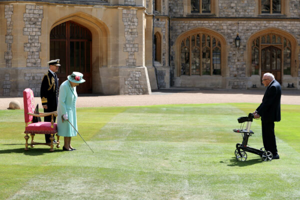 Britain's Queen Elizabeth awards Captain Tom Moore -1