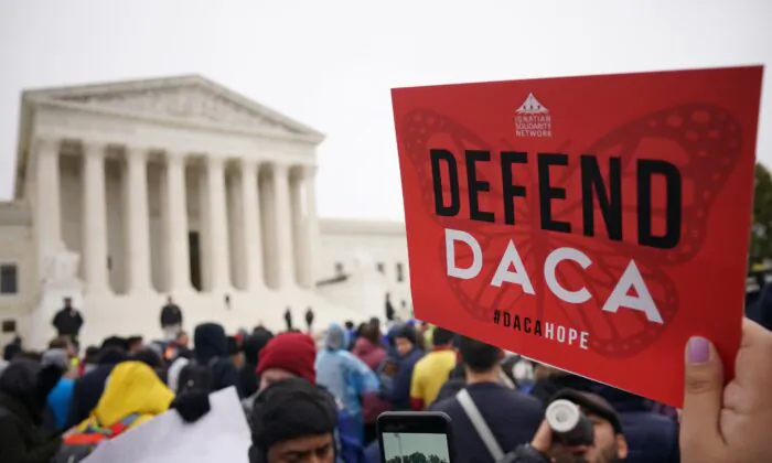 Immigration policy activists rally in front of the U.S. Supreme Court in Washington on Nov. 12, 2019. (Mandel Ngan/AFP/Getty Images)