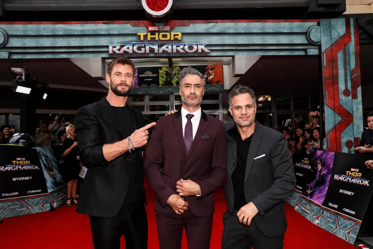 (L-R) Chris Hemsworth, Taika Waititi and Mark Ruffalo attend the Thor: Ragnarok Sydney Screening Event in Sydney, Australia on Oct. 15, 2017.  (Photo by Mark Metcalfe/Getty Images for Disney)