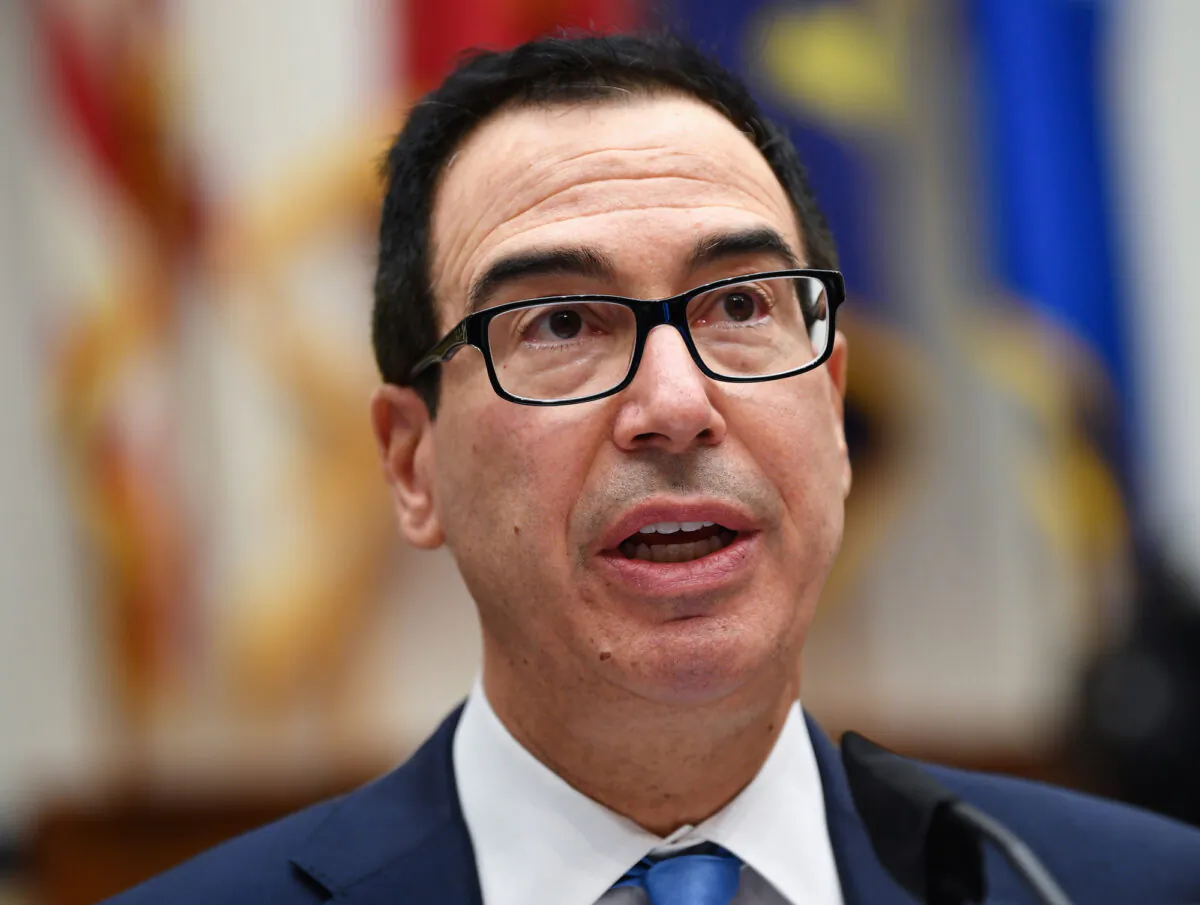 Treasury Secretary Steven Mnuchin speaks during a House Small Business Committee hearing in Washington, on July 17, 2020. (Kevin Dietsch/Pool via REUTERS)