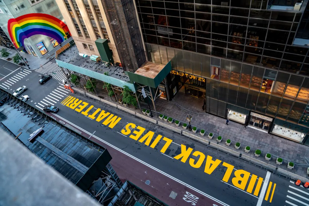 A "Black Lives Matter" mural that was painted on 5th Avenue in New York City, on July 13, 2020. (David Dee Delgado/Getty Images)