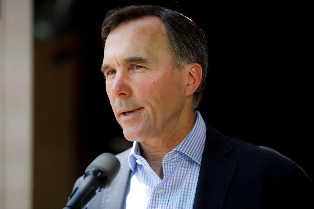Finance Minister Bill Morneau speaks to media during a press conference in Toronto, on July 17, 2020. (The Canadian Press/Cole Burston)