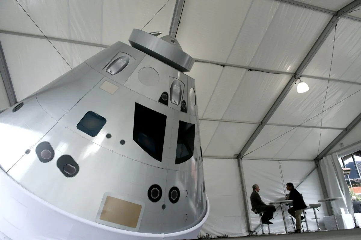 A model of the Orion capsule, manufactured by Lockheed Martin, at The Broadmoor in Colorado Springs, Colorado on April 9, 2019. (Jason Connolly/AFP via Getty Images)