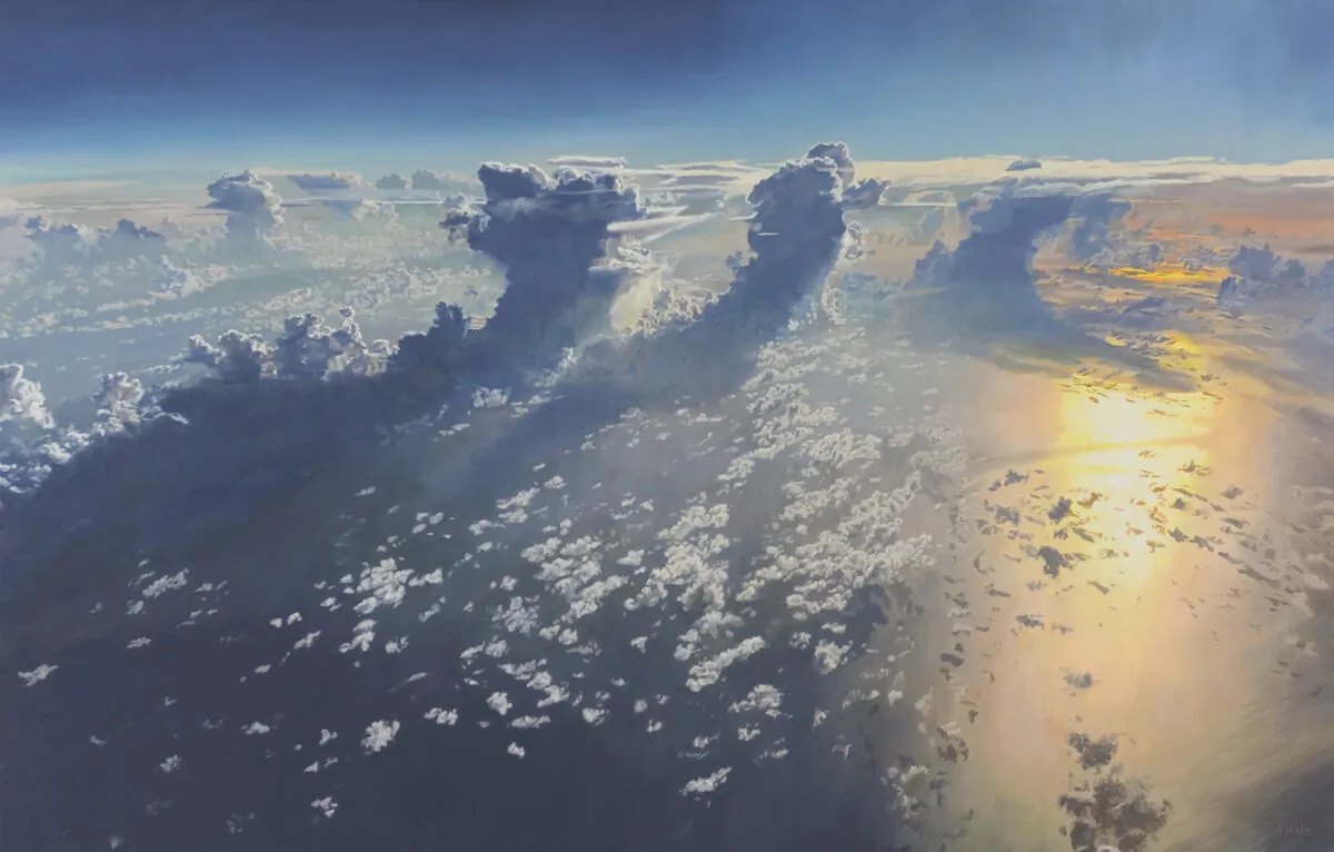 "Morning Over the Gulf," 2018, by David Jenks. Oil on canvas; 36 inches by 56 inches. Recipient of an honorable mention in the landscape category at the “14th International ARC Salon (2019–2020).” (ARC)