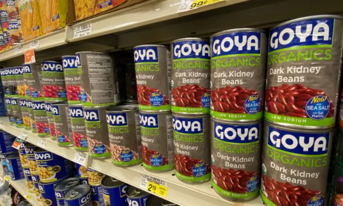 A selection of Goya food products in a Los Angeles supermarket on July 11, 2020. (Chris Delmas/AFP via Getty Images)