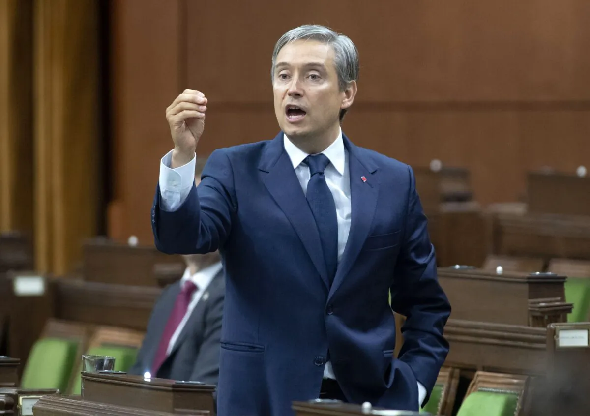 Foreign Affairs Minister Francois-Philippe Champagne rises in the House of Commons on July 8, 2020. (The Canadian Press/Adrian Wyld)