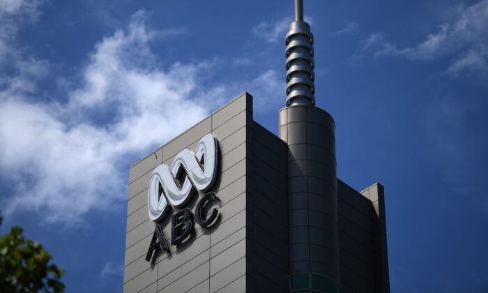 The logo for Australia's public broadcaster ABC is seen on its head office building in Sydney on Sept. 27, 2018. (Saeed Khan/AFP via Getty Images)