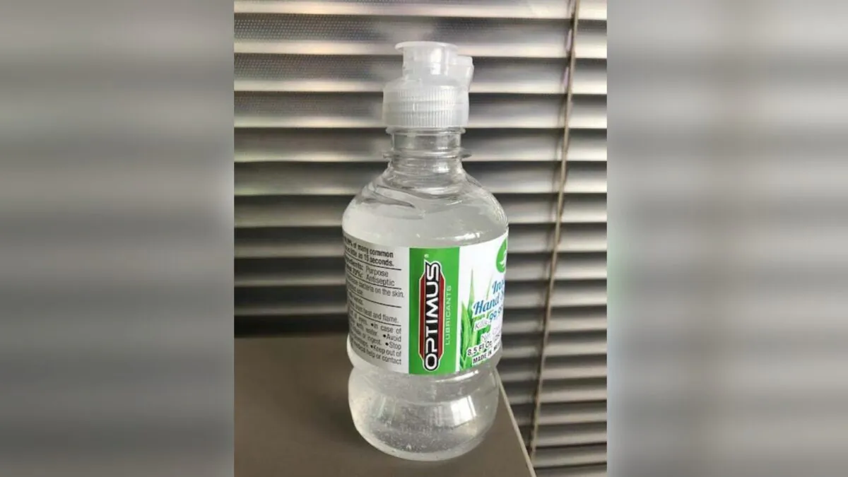 The LIQ-E SA de CV company's product Optimus Instant Hand Sanitizer that is being voluntarily recalled. (U.S. Food & Drug Administration)