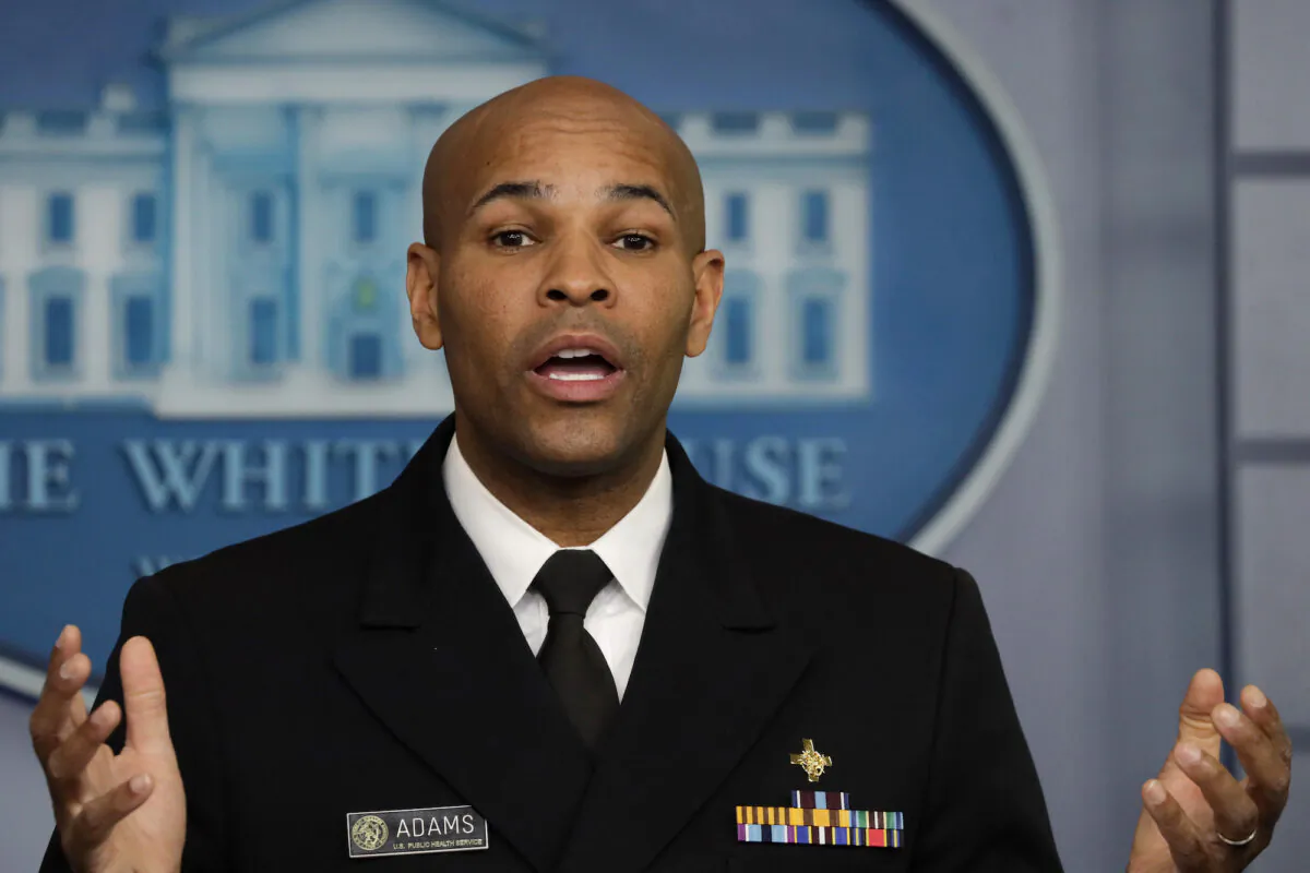 U.S. Surgeon General Jerome Adams speaks during the daily briefing of the White House Coronavirus Task Force in the James Brady Briefing Room April 10, 2020 at the White House in Washington. (Alex Wong/Getty Images)