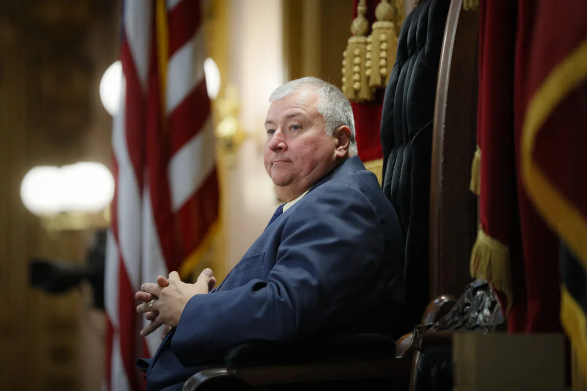 Ohio State Rep. Larry Householder stands at the head of a legislative session as Speaker of the House, in Columbus, Ohio, on Oct. 30, 2019. (John Minchillo/AP Photo)