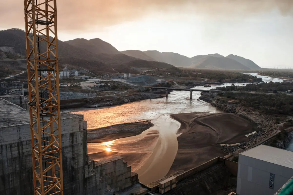 A general view of the Blue Nile River as it passes through the Grand Ethiopian Renaissance Dam (GERD), near Guba, in Ethiopia, on Dec. 26, 2019. (Eduardo Soteras/AFP via Getty Images)