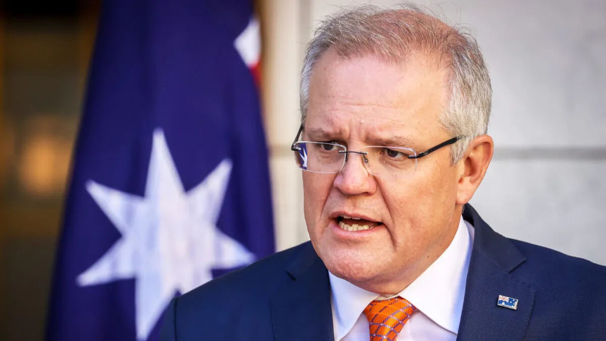 Australian Prime Minister Scott Morrison speaks during a media conference at Parliament House in Canberra, Australia, on July 9, 2020. (David Gray/Getty Images)