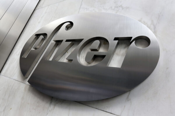 A Pfizer company logo is seen