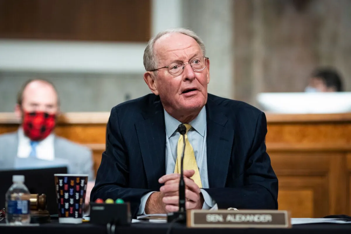 Sen. Lamar Alexander, a Republican from Tennessee and chairman of the Senate Health Education Labor and Pensions Committee, listens during a hearing in Washington, on  June 30, 2020. (Al Drago/AFP via Getty Images)