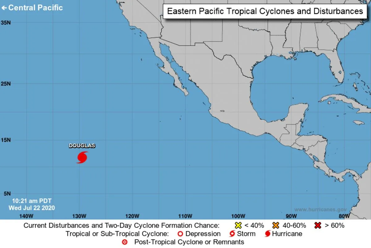 Hurricane Douglas in eastern Pacific on July 22, 2020. (National Hurricane Center)