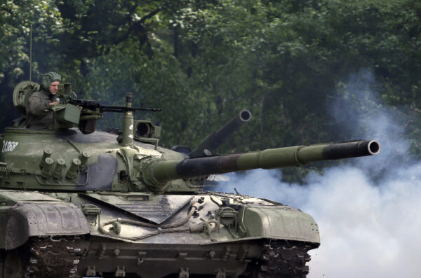 A Serbian army tank performs -1