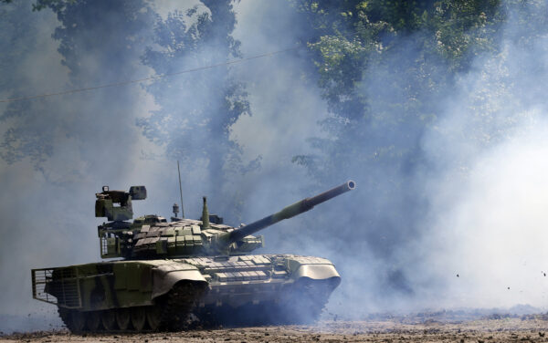 A Serbian army tank performs -2
