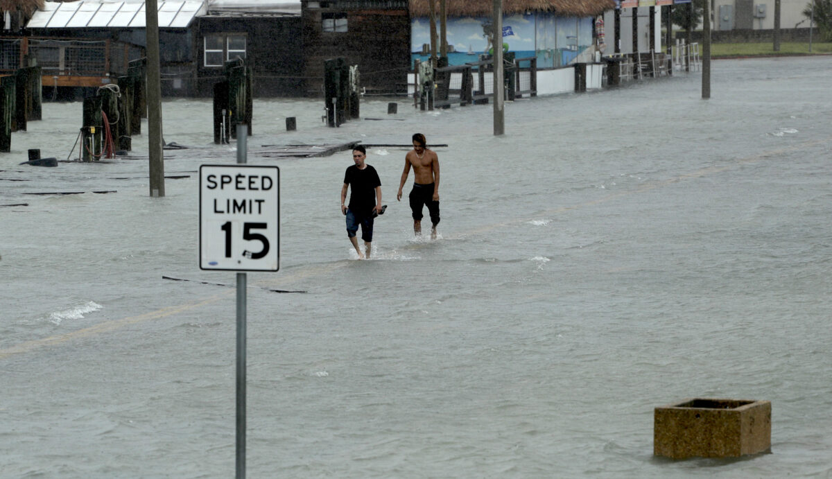 Flooded road as Hurricane Hanna makes landfall