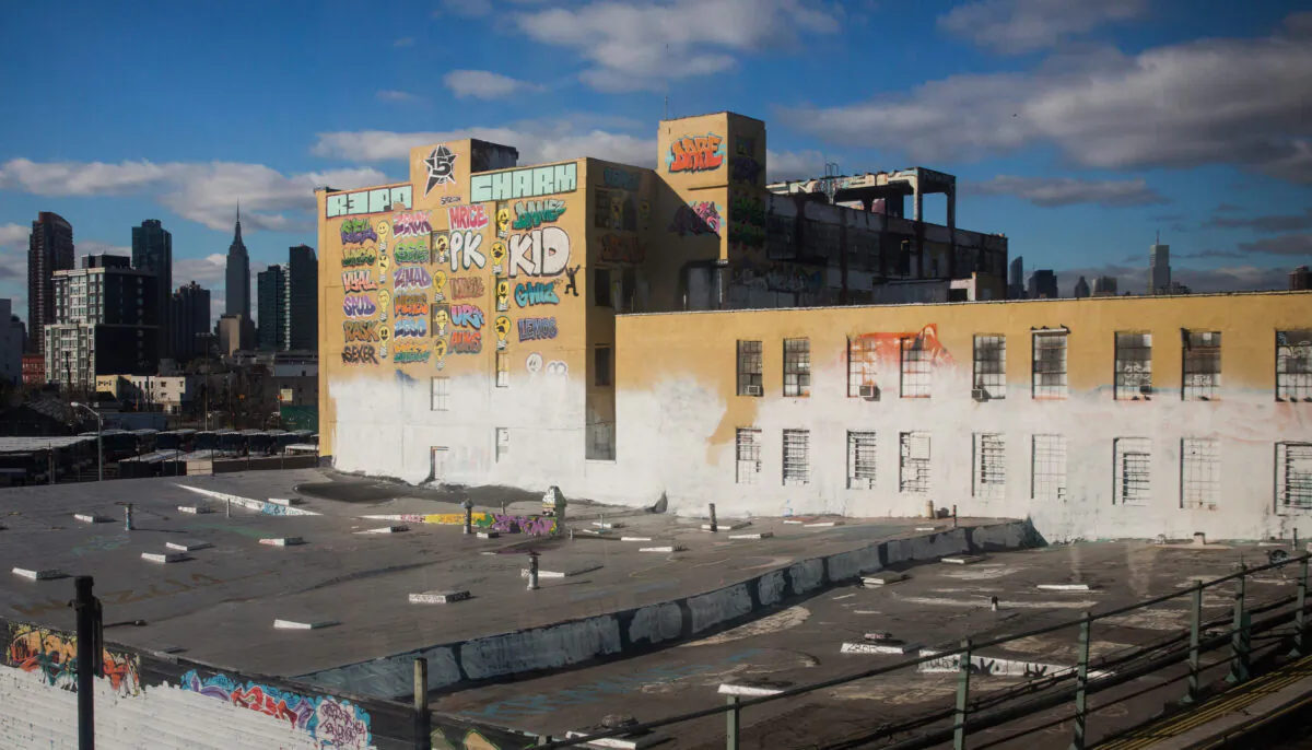 The graffiti mecca 5 Pointz is seen after being painted over by developers in the dead of night in the Long Island City neighborhood of the Queens borough of New York City on Nov. 19, 2013. (Andrew Burton/Getty Images)