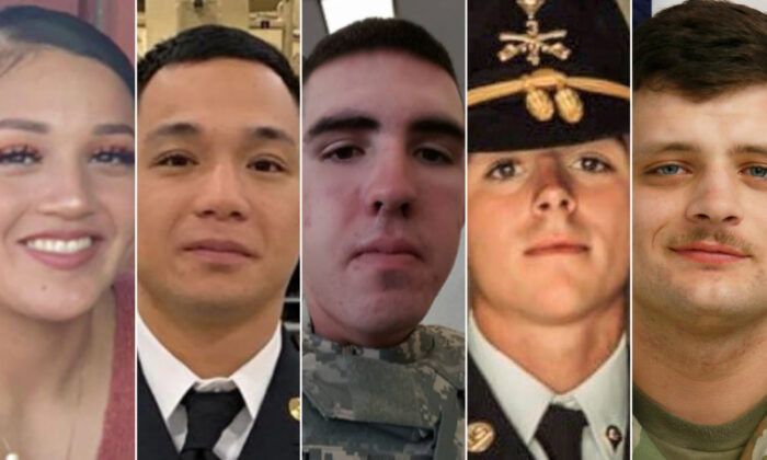 Fort Hood Service Members: Vanessa Guillen, Mehjor Morta, Gregory Morales, Shelby Tyler Jones, Brandon Scott Rosencrans. (Courtesy of Fort Hood Press Center)