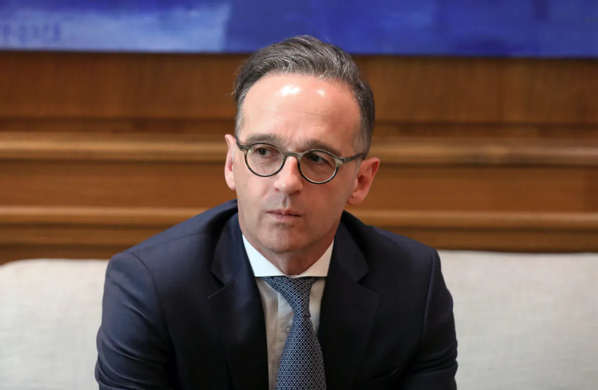 German Foreign Minister Heiko Maas pauses as he meets with Greek Prime Minister Kyriakos Mitsotakis at the Maximos Mansion in Athens, Greece, on July 21, 2020. (Costas Baltas/Reuters)