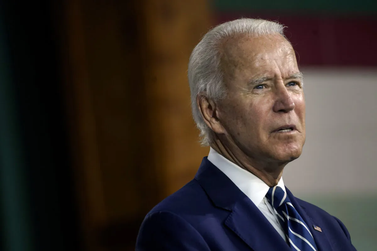 Democratic presidential candidate former Vice President Joe Biden speaks at an event at the Colwyck Center in New Castle, Del., on July 21, 2020. (Drew Angerer/Getty Images)