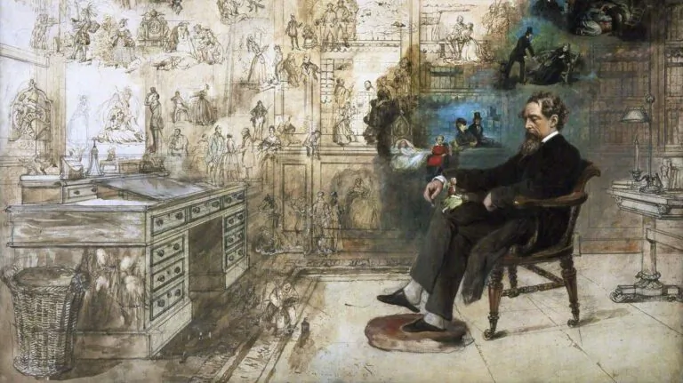 Charles Dickens seems to have become as much a literary character as those he created. Detail of “Dickens's Dream” by Robert William Buss.(Public Domain)