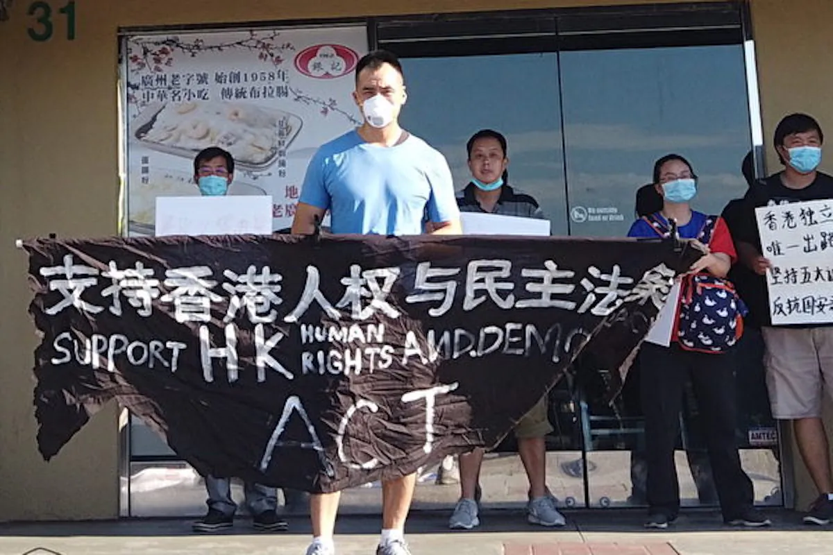Dylin Duan participates in a protest against Beijing's implementation of the national security law in Hong Kong, on July 11, 2020. (Courtesy of Dylin Duan)