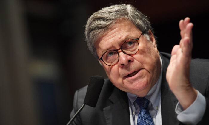 Attorney General William Barr appears before the House Judiciary Committee on Capitol Hill in Washington D.C. on July 28, 2020. The committee was interested in learning why federal law enforcement officers were sent to cities where protests were held, among other issues. (Matt McClain/The Washington Post/POOL)