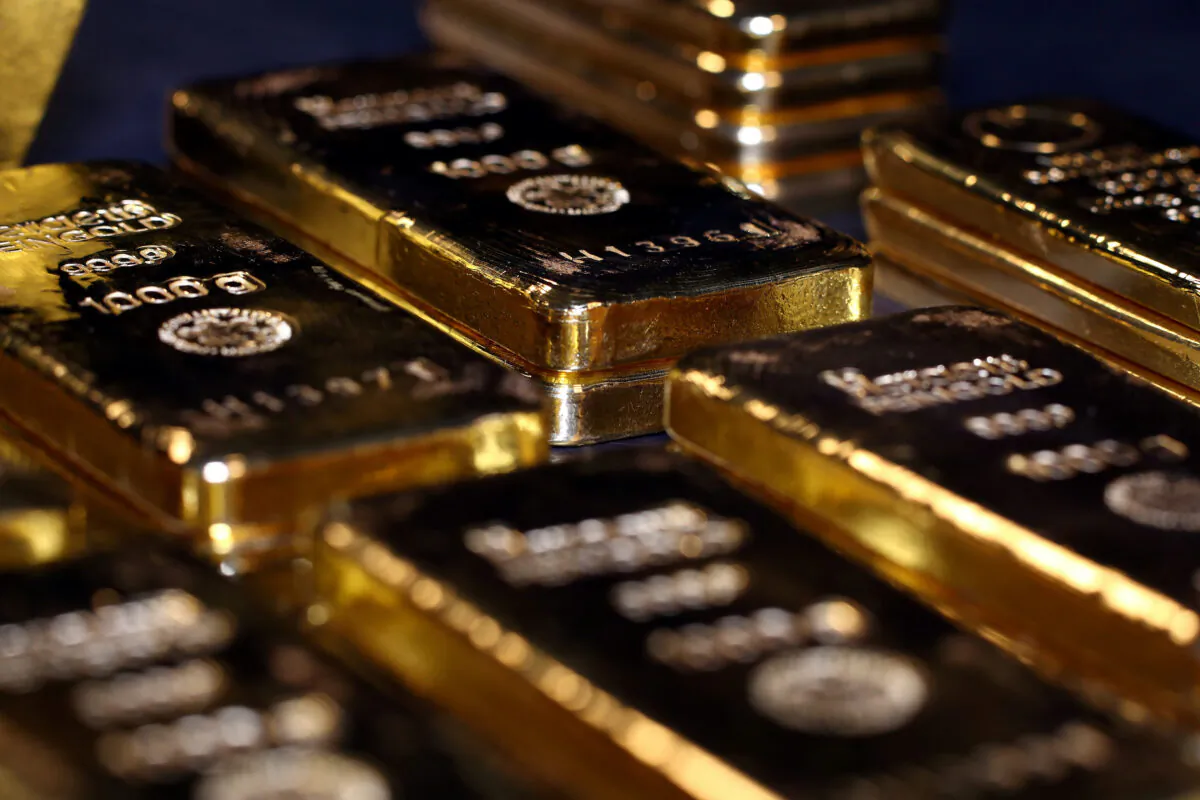 Gold bars are stacked in the safe deposit boxes room of the Pro Aurum gold house in Munich, Germany, on Aug. 14, 2019. (Michael Dalder/Reuters)