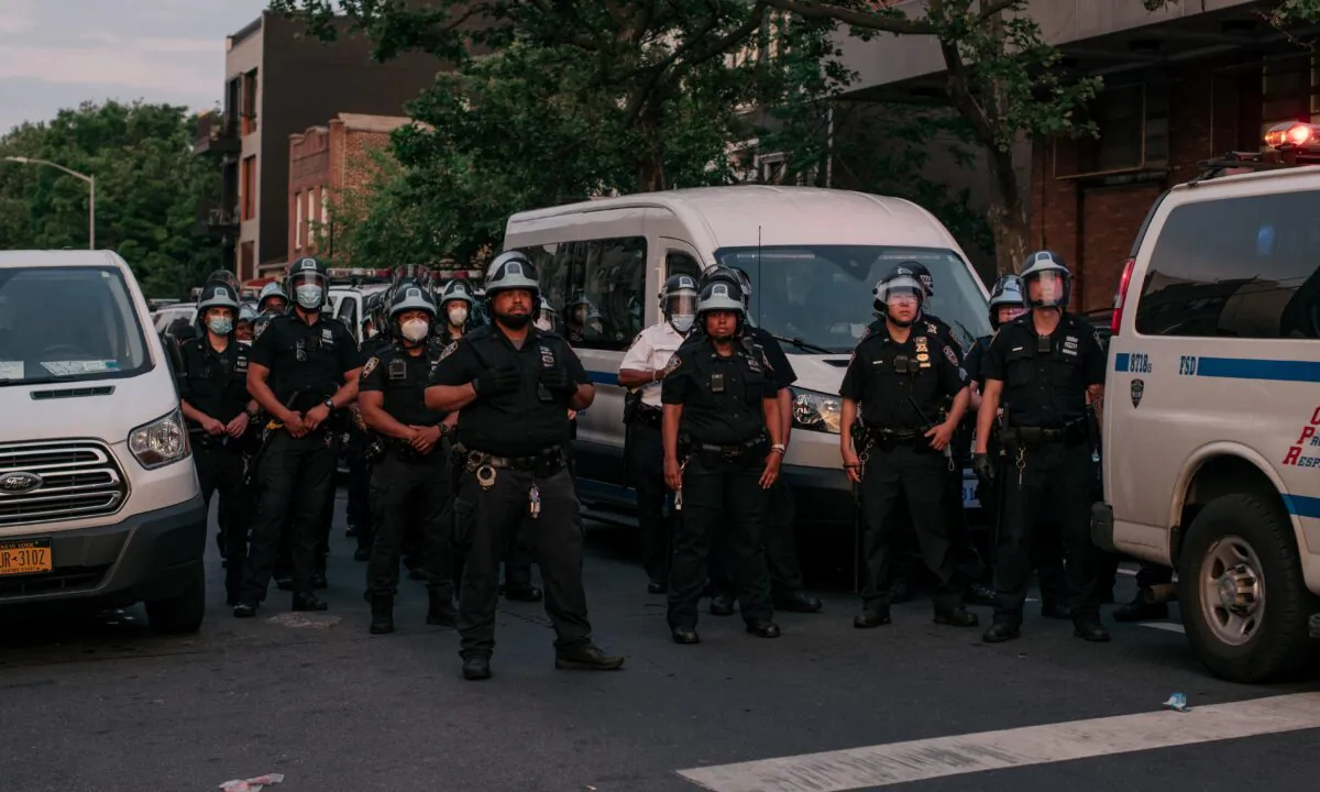 NYPD officers in New York City on June 11, 2020. (Scott Heins/Getty Images)