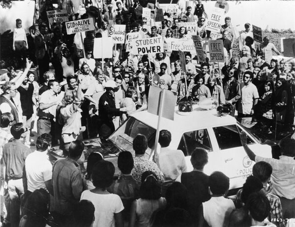 Protestors Surround Police Car Outside 1968 Democratic National Convention
