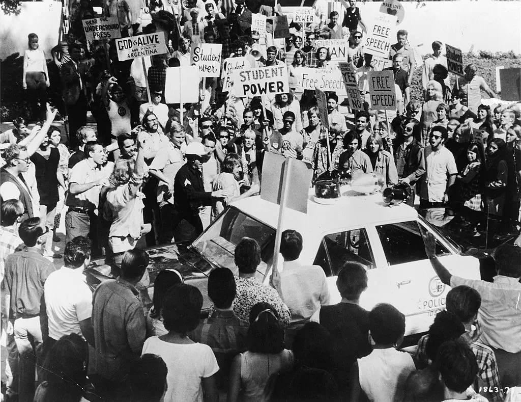 Anti-Vietnam War protestors surround a police car outside the 1968 Democratic National Convention in Chicago. The unrest and cultural revolution in America in the ‘60s is the cultural tide that informs today’s events. (Hulton Archive/Getty Images)