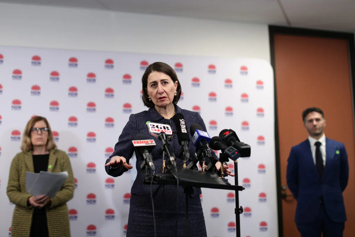 NSW Premier Gladys Berejiklian speaks to the media at a press conference at Sydney Olympic Park, Sydney, Australia on July 8, 2020. (Mark Metcalfe/Getty Images)