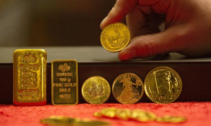 A variety of gold bullion on display at Merrion vaults in Dublin, Ireland, on Jan. 7, 2019. (Paul Faith/AFP via Getty Images)