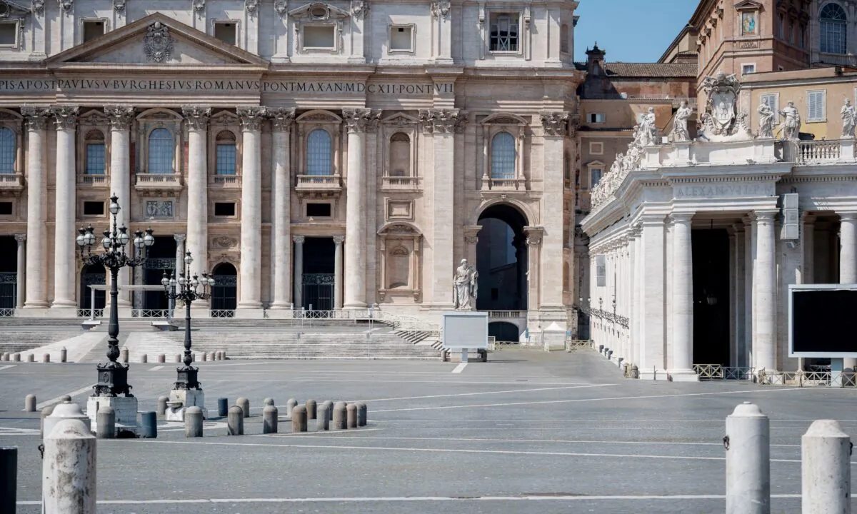A general view of St. Peter's Square, in Vatican City, Vatican, on April 12, 2020. (Antonio Masiello/Getty Images)