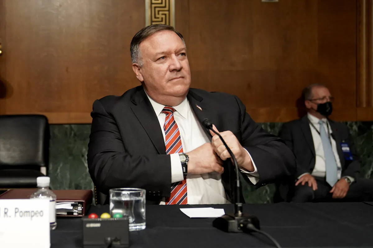 U.S. Secretary of State Mike Pompeo returns from a break during a Senate Foreign Relations committee hearing in Washington, D.C., on July 30, 2020. (Greg Nash-Pool/Getty Images)