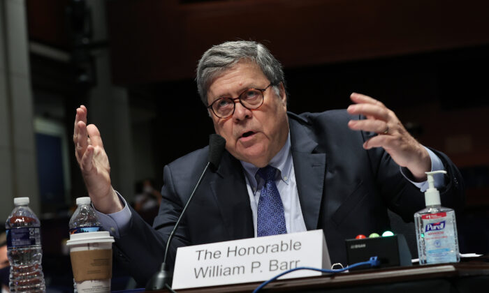 Attorney General William Barr testifies during a House Judiciary Committee hearing on Capitol Hill in Washington on July 28, 2020. (Chip Somodevilla/Getty Images)
