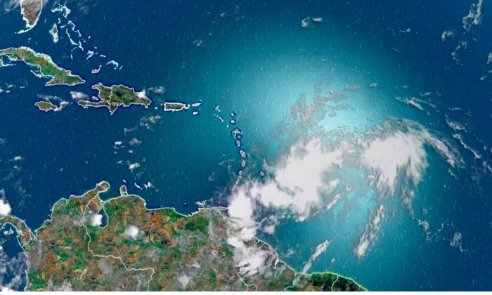 Tropical Storm Isaias is seen from space above the Atlantic Ocean on July 28, 2020. (CNN Weather)