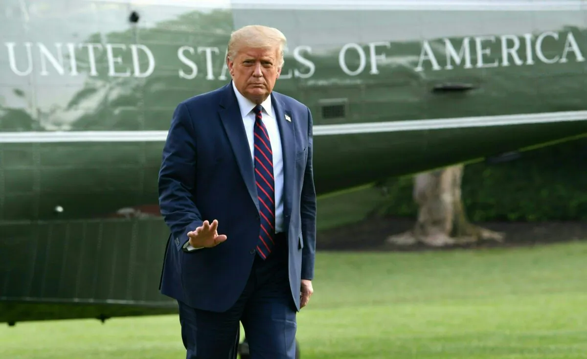 President Donald Trump returns to the White House in Washington, DC, on July 27, 2020 (Nicholas Kamm/AFP via Getty Images)
