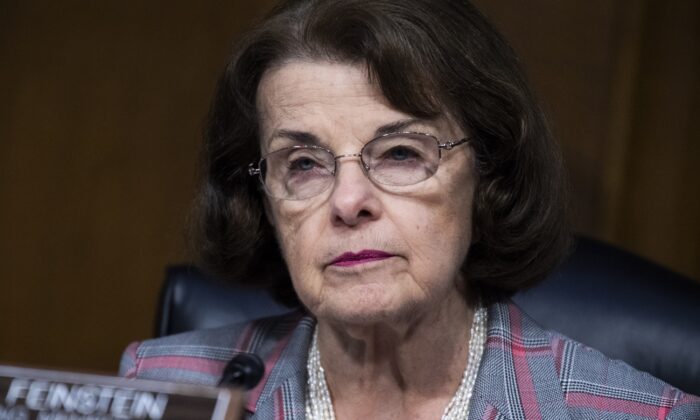 Ranking member Dianne Feinstein (D-Calif.) attends a Judiciary Committee hearing in Washington on June 16, 2020. (Tom Williams/Pool/Getty Images)