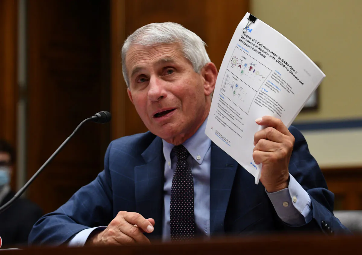 Dr. Anthony Fauci, director of the National Institute for Allergy and Infectious Diseases, testifies during the House Select Subcommittee on the Coronavirus Crisis hearing in Washington, D.C., on July 31, 2020. (Kevin Dietsch/Pool via Reuters)