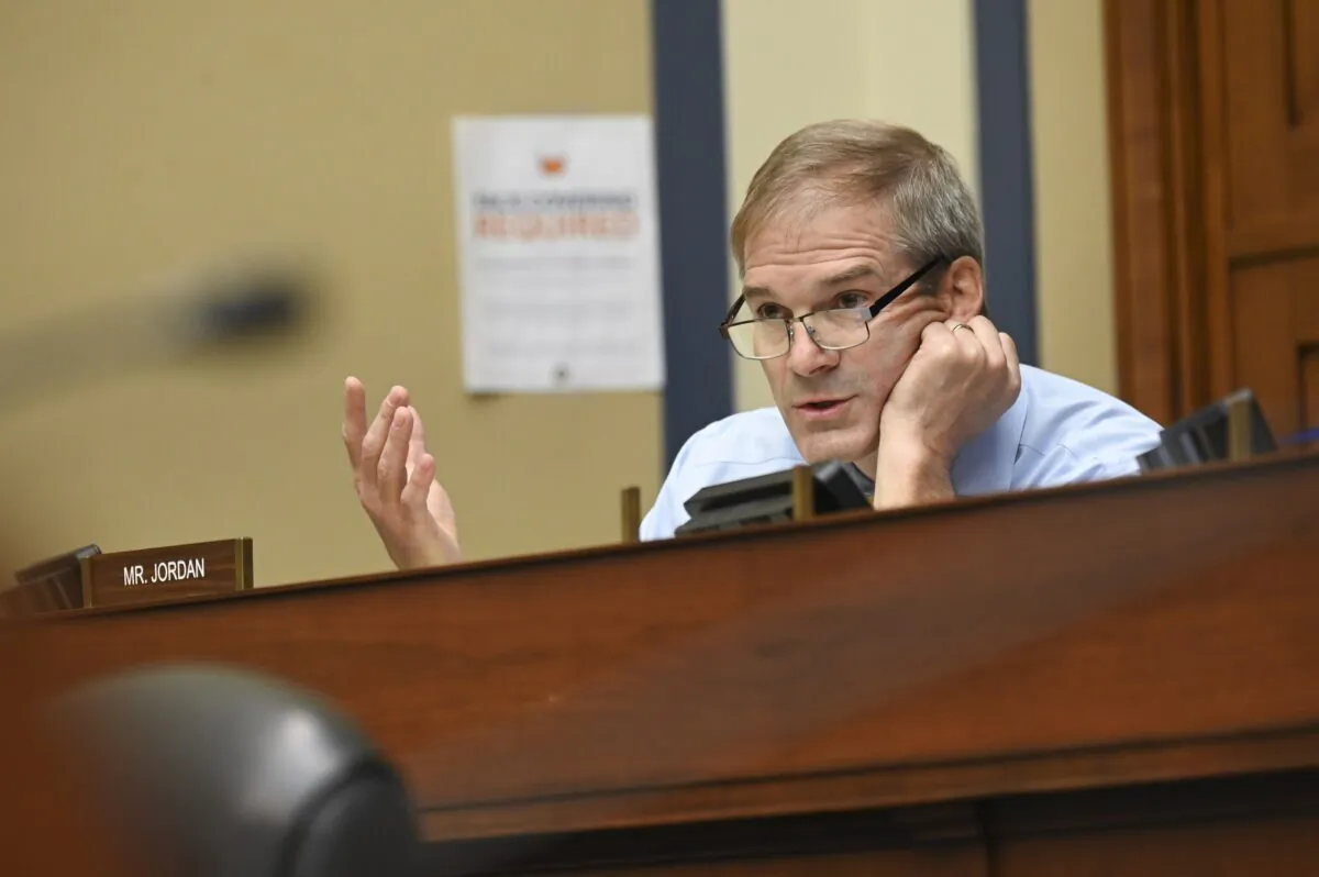 Rep. Jim Jordan (R-Ohio) speaks during a House Select Subcommittee on the Coronavirus Crisis hearing in Washington on July 31, 2020. (Erin Scott/Pool/Getty Images)
